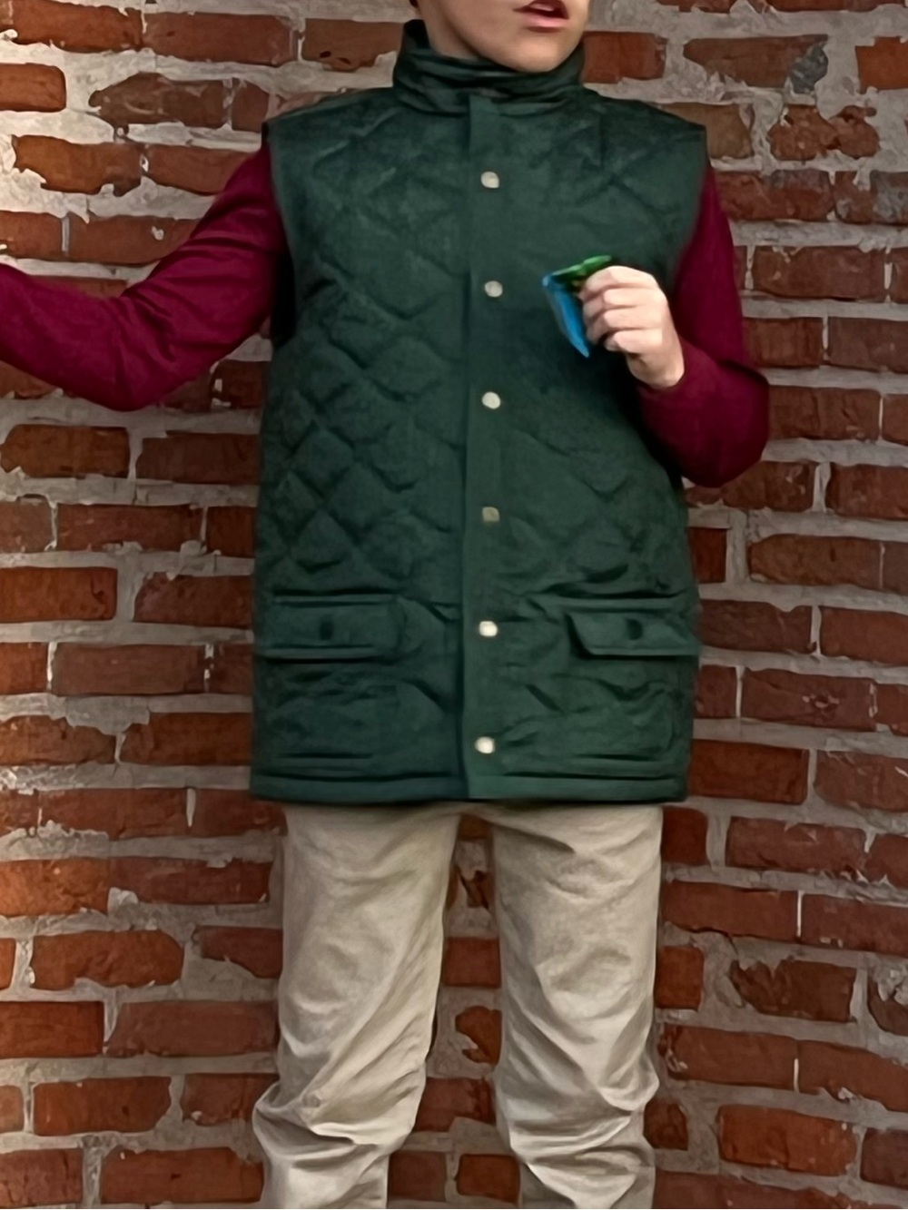 Janie and Jack Quilted Sleeveless Vest in Forest Green